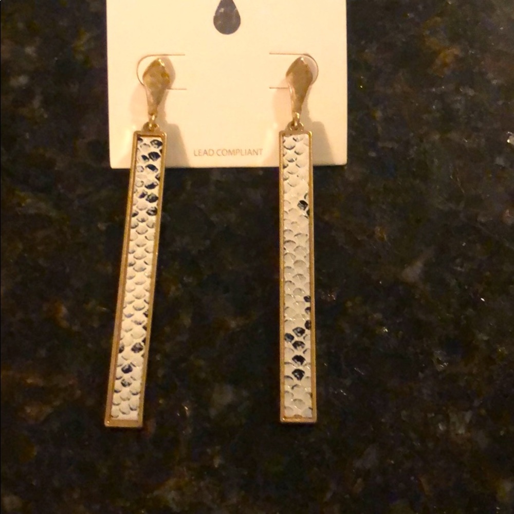 Faux Snake Print Bar Earrings